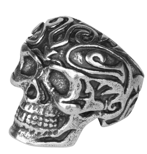 Men Black & Silver-Toned Finger Ring